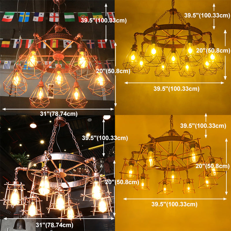 Industriële stijl multi -light kroonluchter Amerikaanse waterpijp hanglamp met een hanger