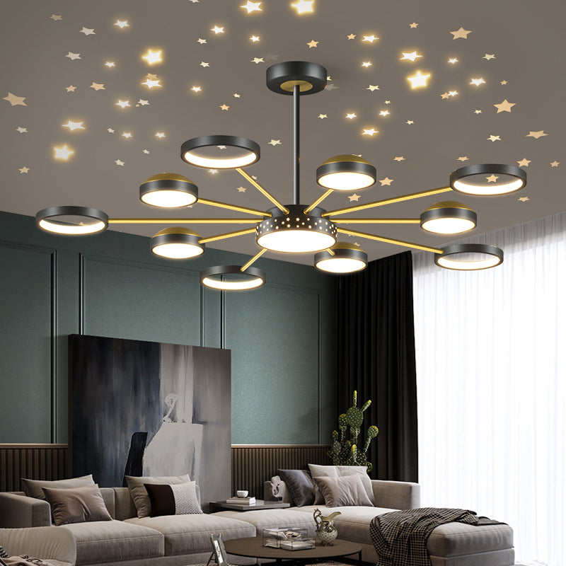 Geometry Shade Metal Chandelier Lights Modern Chandelier Lighting Fixtures in Black