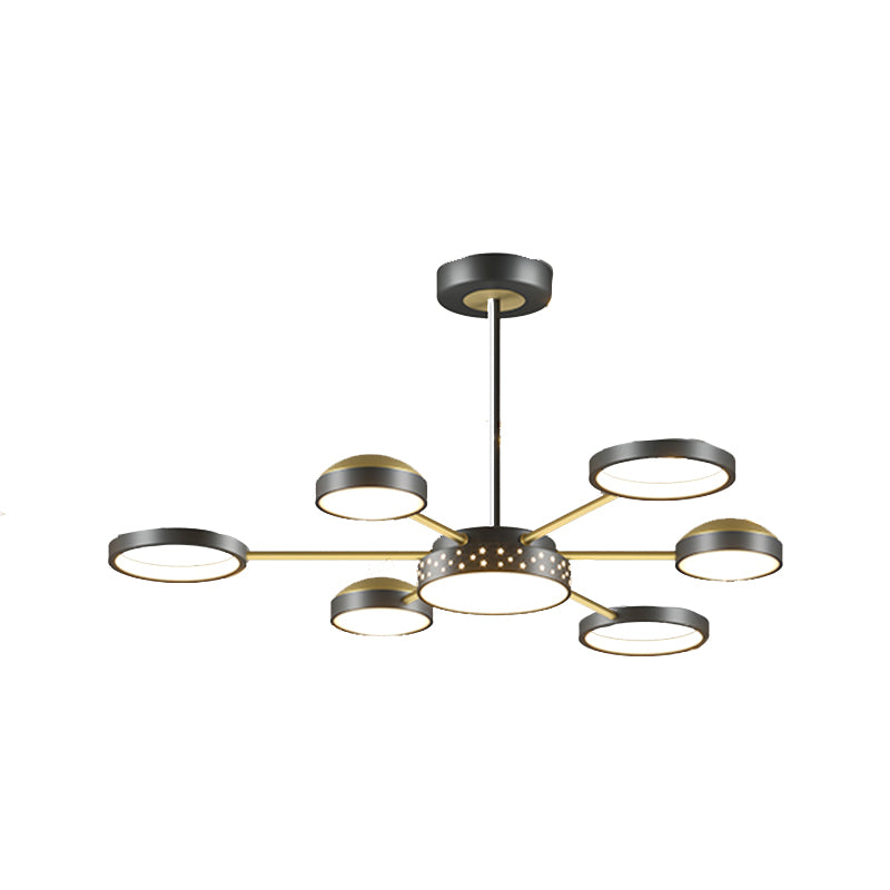 Géométrie Shade Metal Chandelier Lights Assemblées d'éclairage de lustre moderne en noir