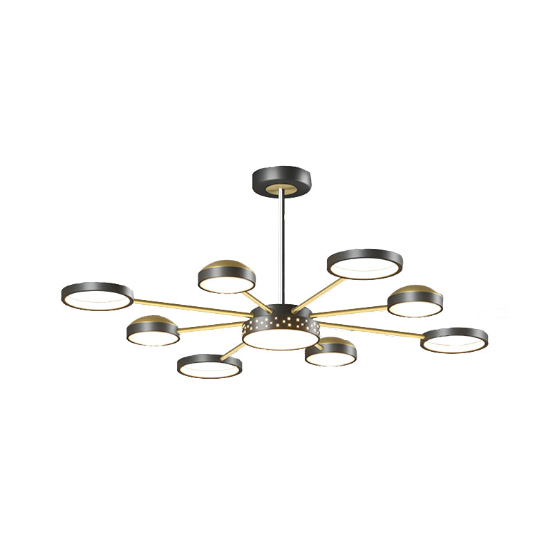 Géométrie Shade Metal Chandelier Lights Assemblées d'éclairage de lustre moderne en noir