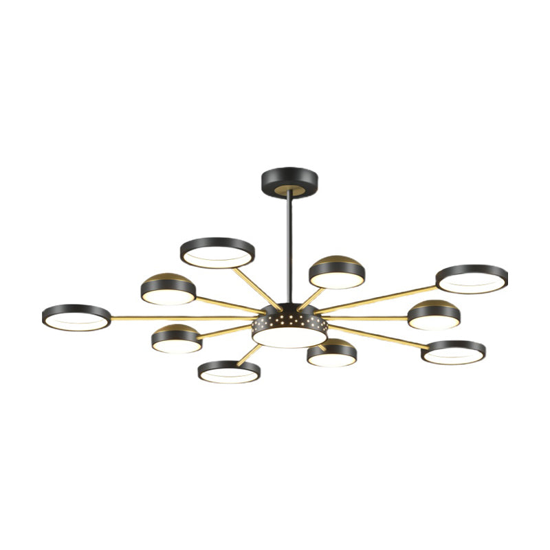 Géométrie Shade Metal Chandelier Lights Assemblées d'éclairage de lustre moderne en noir