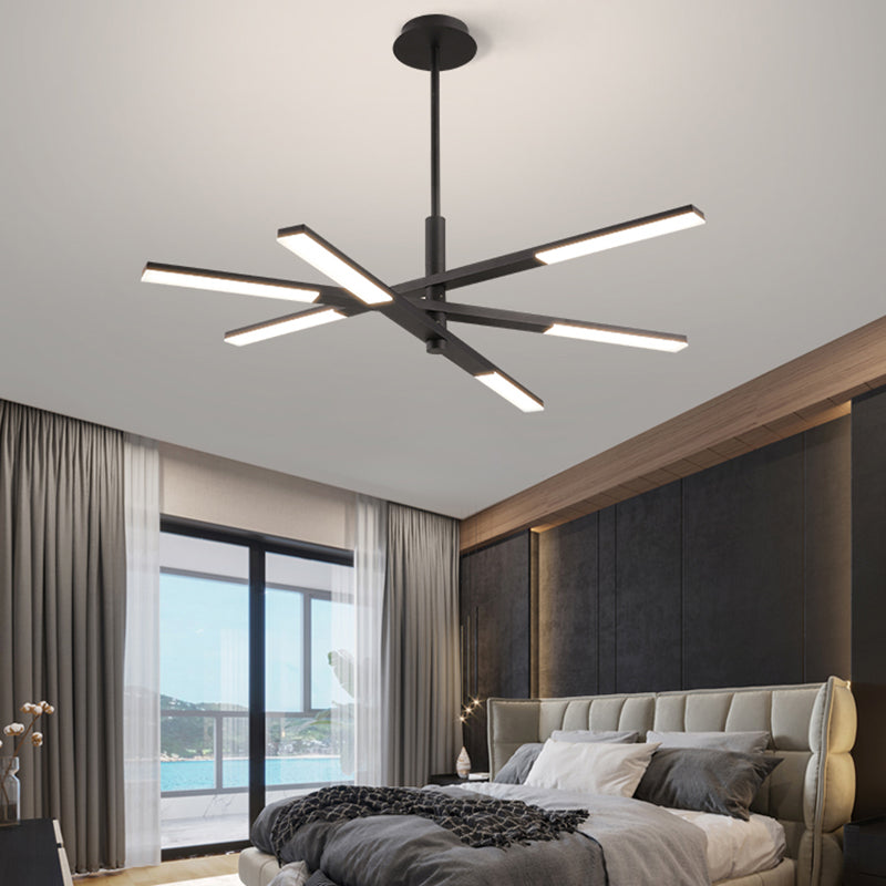 Linear Shade Metal Chandelier Lights Modern Chandelier Lighting Fixtures in Black