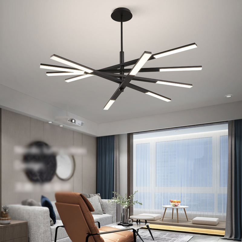 Linear Shade Metal Chandelier Lights Modern Chandelier Lighting Fixtures in Black