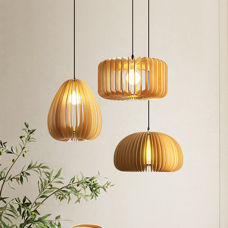 Geometric Hanging Light Modern Style Wood 1 Light Hanging Light Kit