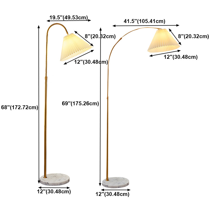 Modern Simple Iron Floor Lamp Adjustable Bulb Floor Light with Cloth Shade for Bedroom