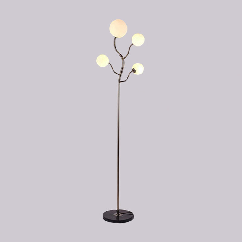 Modern Simple Iron Floor Lamp Tree Shape Floor Light with Glass Shade for Bedroom