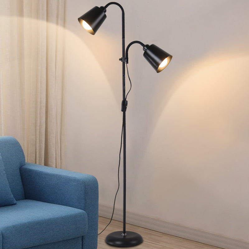 Nordic Style Iron Floor Lamp Strip Shape Double Headed Floor Light for Living Room