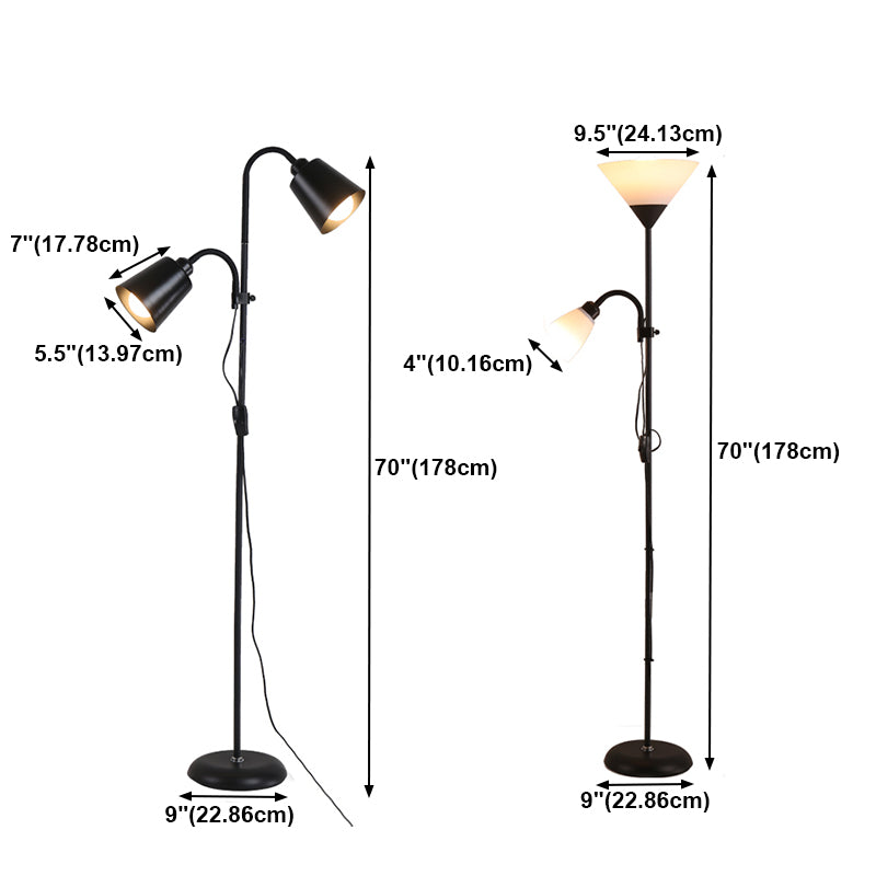 Lampada del pavimento del pavimento in ferro in stile Nordico Forma a doppia testa di pavimento per soggiorno