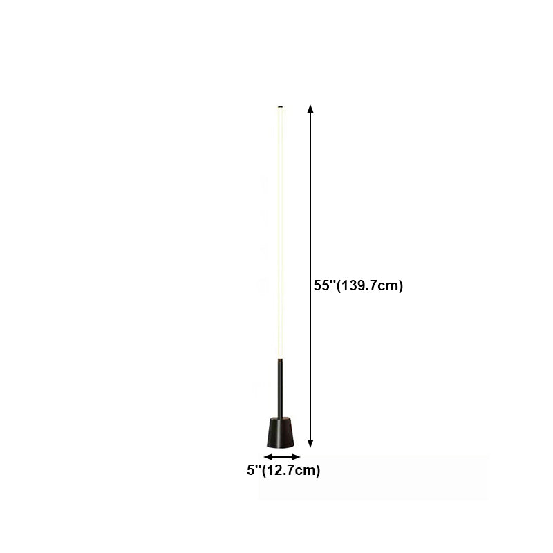 Illuminazione da pavimento a forma lineare in metallo moderni a 1 luci a pavimento in nero in nero