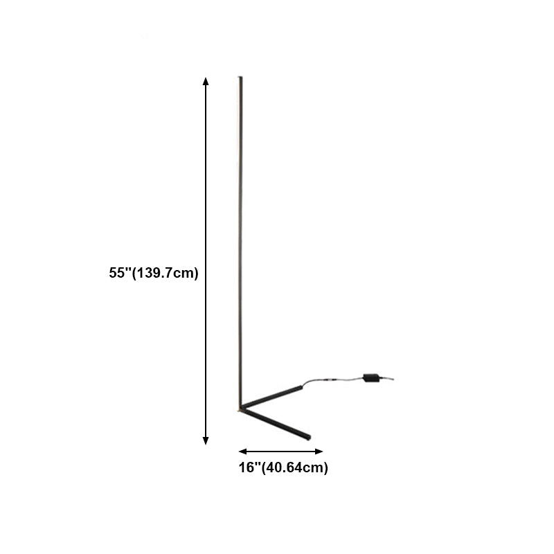 Lineaire vorm Metalen vloerverlichting Modern 1-licht vloerlamp in het zwart