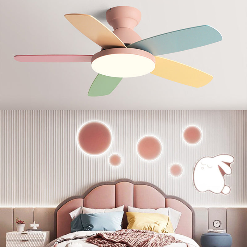 Ceiling Fan Light Metal Kids Style LED Ceiling Flush Mount for Bedroom