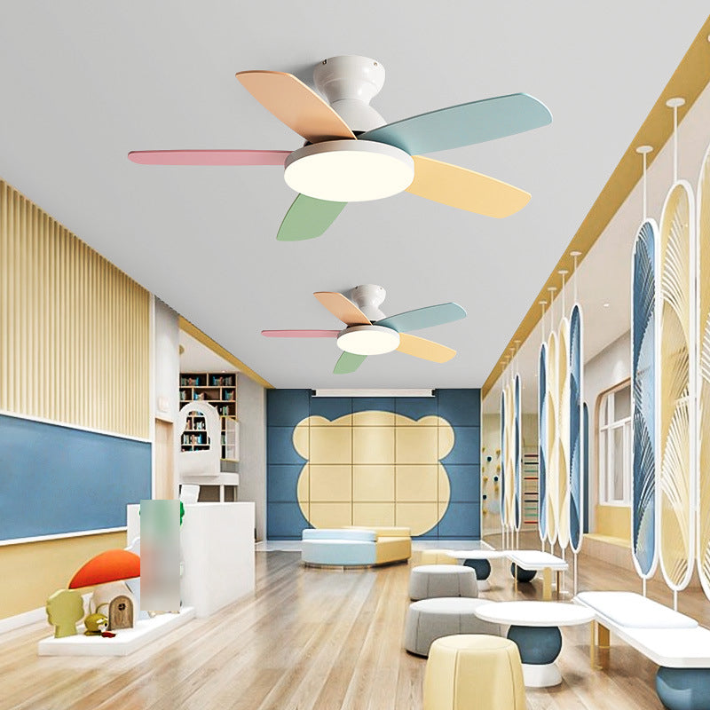 Ceiling Fan Light Metal Kids Style LED Ceiling Flush Mount for Bedroom