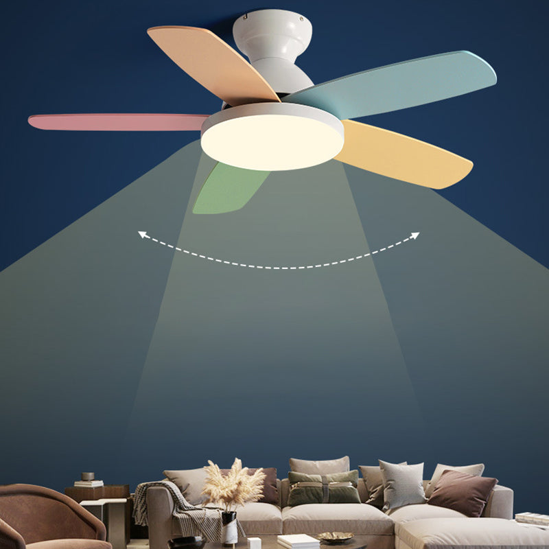 Ceiling Fan Light Metal Kids Style LED Ceiling Flush Mount for Bedroom