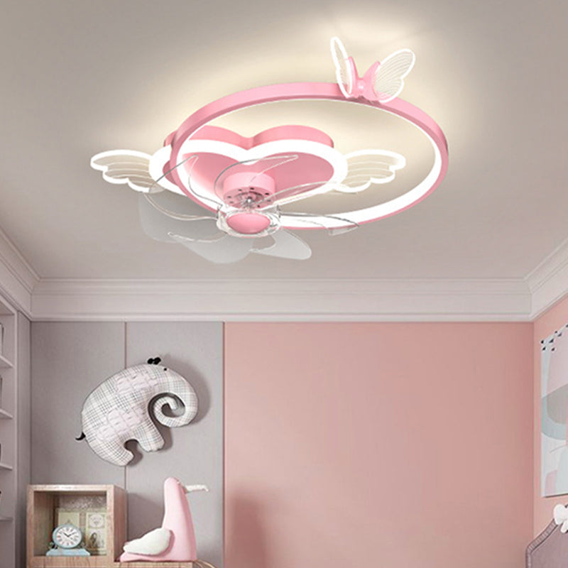 Chlidren Style Ceiling Fan Light LED Butterfly Ceiling Mount Light with Acrylic Shade