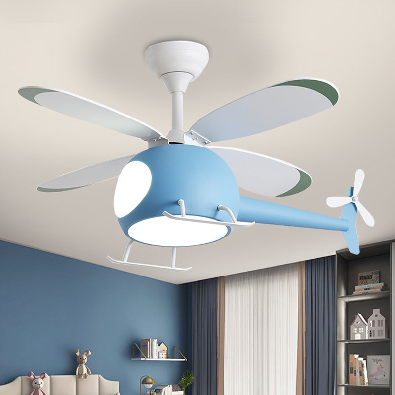 Children Style Ceiling Fan Light LED Fan Light with Acrylic Shade for Bedroom