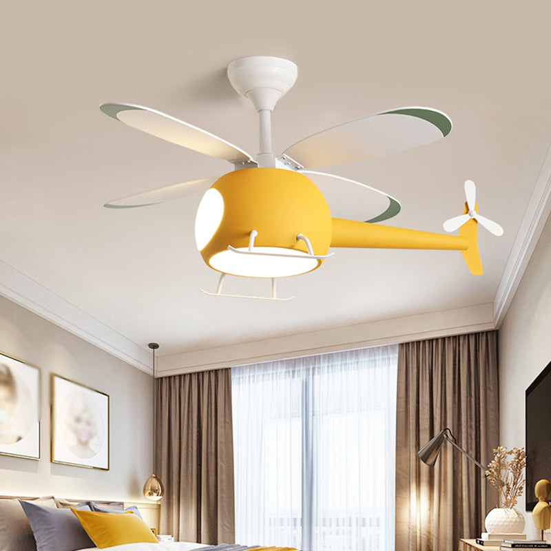 Children Style Ceiling Fan Light LED Fan Light with Acrylic Shade for Bedroom