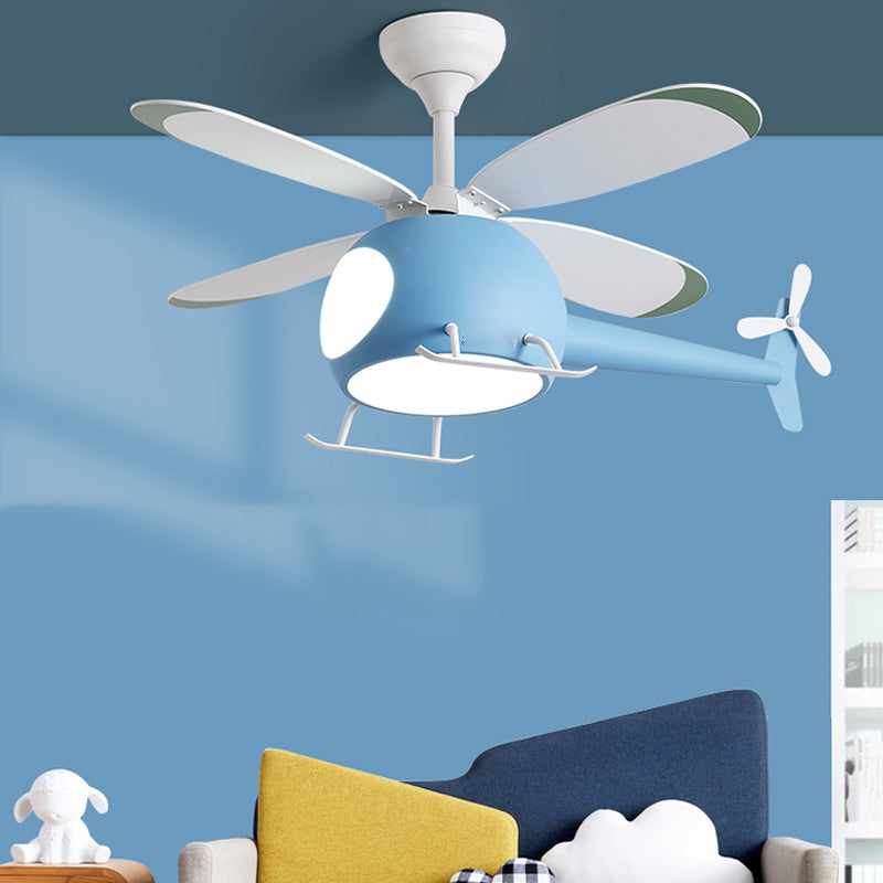 Children Style Ceiling Fan Light LED Fan Light with Acrylic Shade for Bedroom