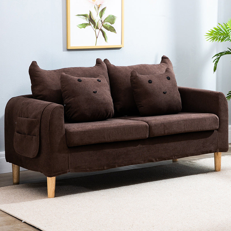 Velvet Square Arm Sofa Slipcovered Loose Back Loveseat with Storage