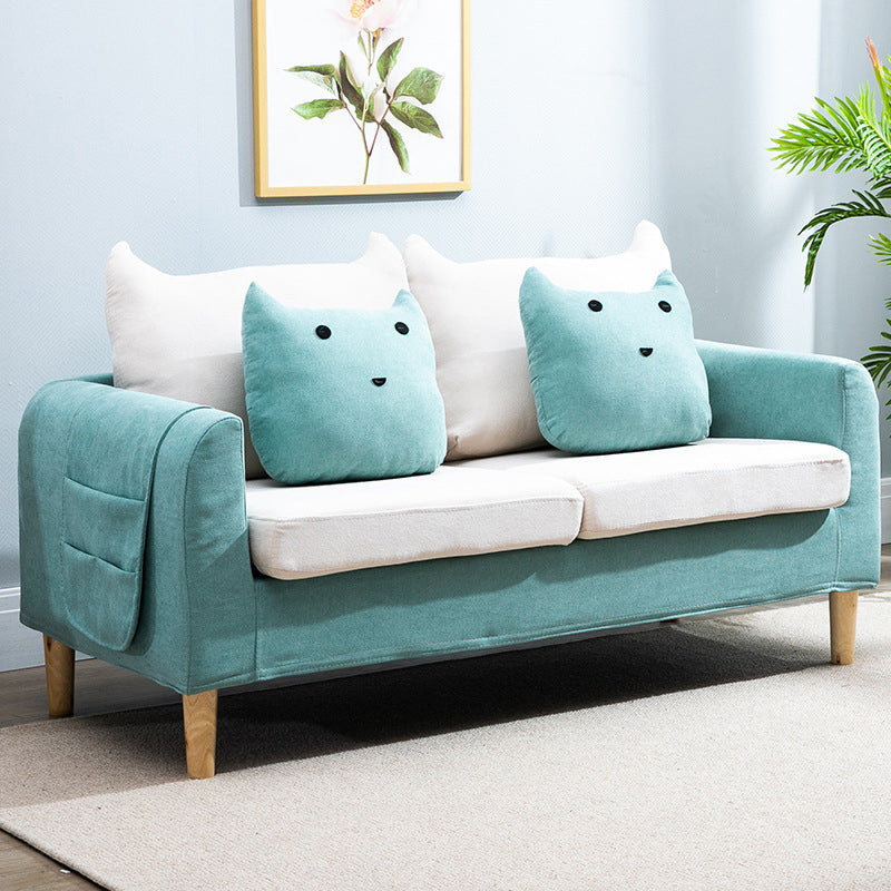 Velvet Square Arm Sofa Slipcovered Loose Back Loveseat with Storage