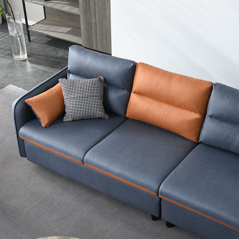 Modernes genähter Kissen-Rücken-Sofa 4-Sitz-Quadratarm-Couch mit Lagerung