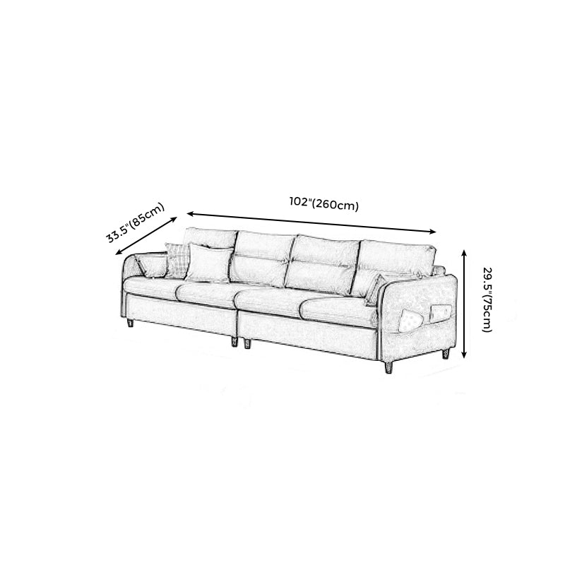 Modernes genähter Kissen-Rücken-Sofa 4-Sitz-Quadratarm-Couch mit Lagerung