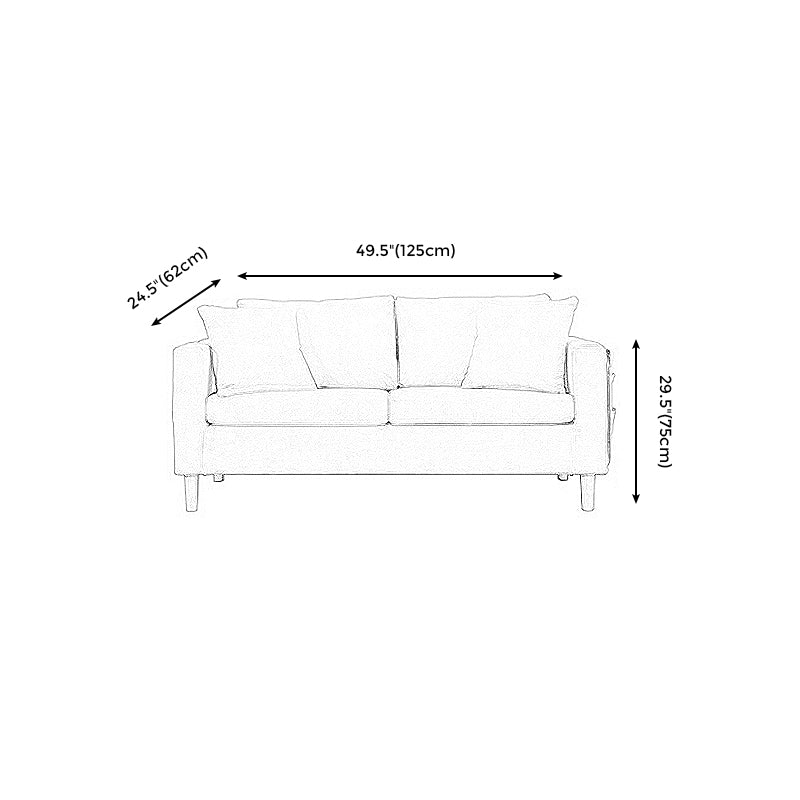 Scandinavian Tuxedo Arm Sofa Slipcovered Loveseat with Storage and Pillow Back