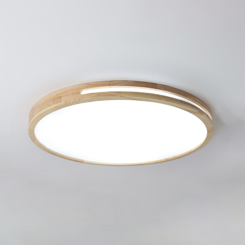 Wood Round Flush Mount Ceiling Light Modern 1 Light Flush Mount Ceiling Fixture in Brown