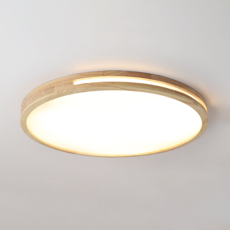 Wood Round Flush Mount Ceiling Light Modern 1 Light Flush Mount Ceiling Fixture in Brown