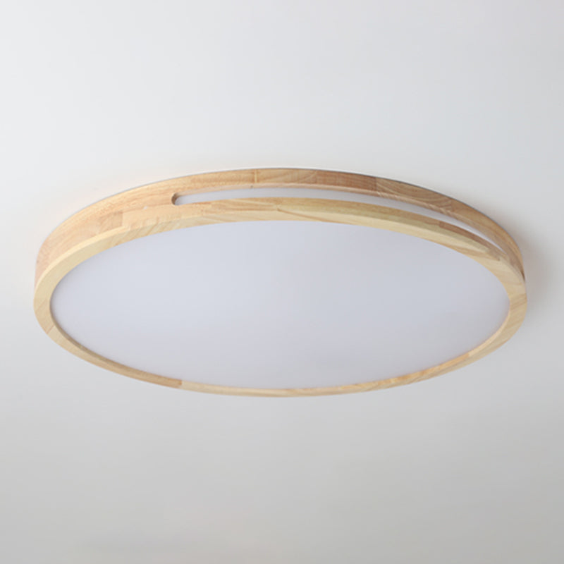 Wood Round Flush Mount Ceiling Light Modern 1 Light Flush Mount Ceiling Fixture in Brown