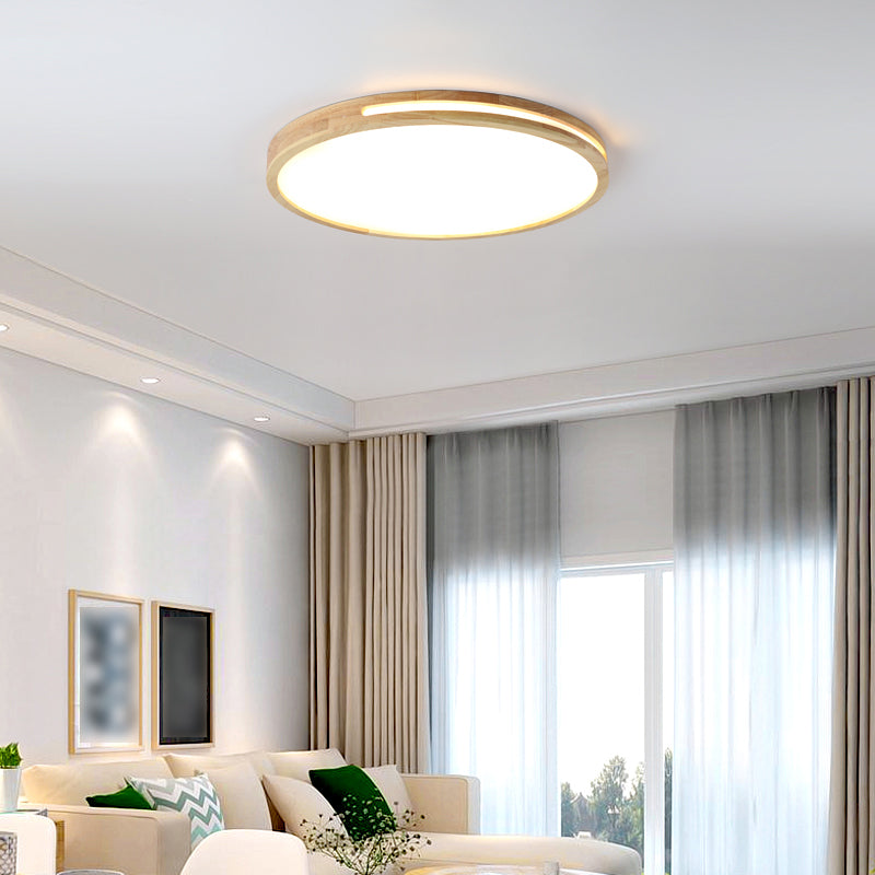 Bois rond à chasse d'eau plafond lumière moderne 1 luminaire de plafond luxuriant en marron