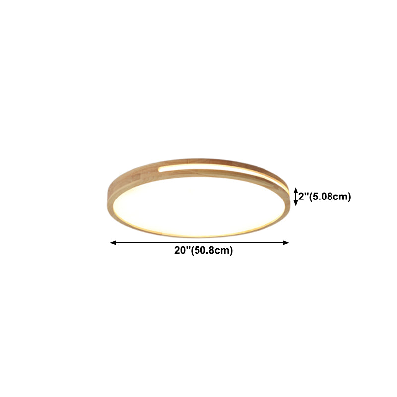 Luz de techo de montaje de montaje redondo de madera 1 Modern 1 Light Flush Monte Techo de techo en marrón