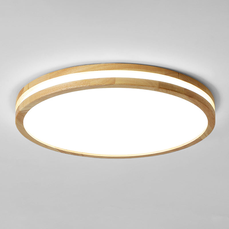 Wood Round Flush Mount Ceiling Light Modern 1 Light Flush Mount Ceiling Fixture in Brown