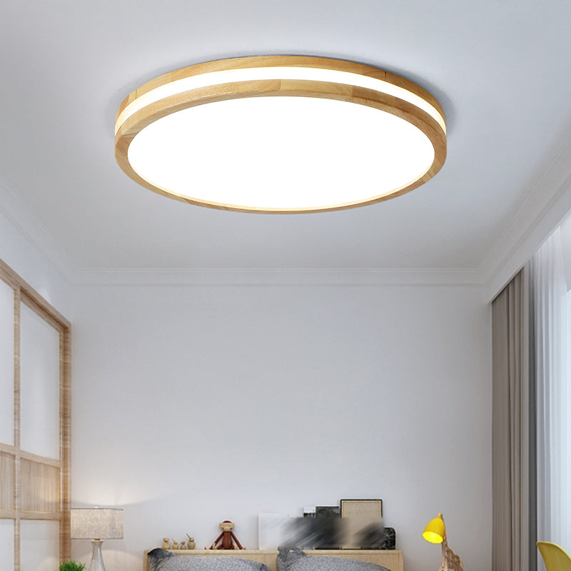 Luce moderna a sfioramento del soffitto a filo rotondo in legno 1 Apparecchiatura a soffitto a sfiollo in marrone