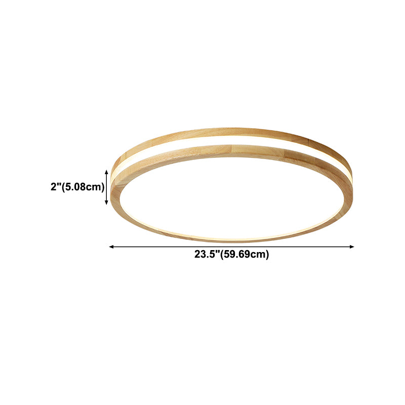 Luz de techo de montaje de montaje redondo de madera 1 Modern 1 Light Flush Monte Techo de techo en marrón