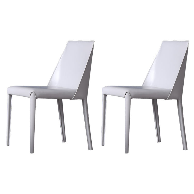 Contemporary Stainless Steel Legs Armless Dining Chairs Wingback Side Chair