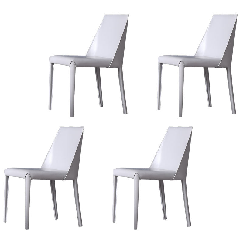 Contemporary Stainless Steel Legs Armless Dining Chairs Wingback Side Chair