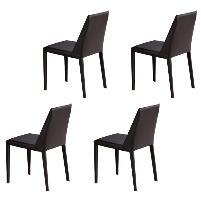 Contemporary Stainless Steel Legs Armless Dining Chairs Wingback Side Chair