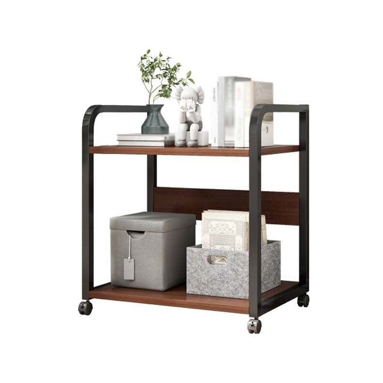 Industrial Etagere Bookshelf Steel Frame Manufactured Wood Shelf with Caster Wheels