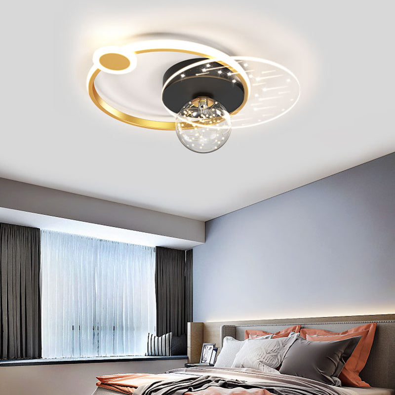 Metal Round Shade Flush Plafond Light Style moderne 4 lumières Flush Mount Fixture