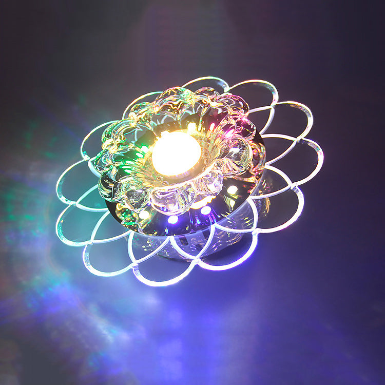 Modern Ceiling Light Crystal Colorful LED Flush Mount Light with Hole 4" Dia