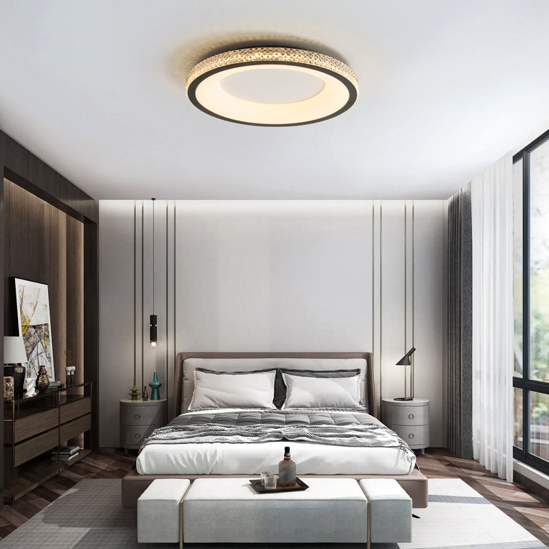 Metal Round Shape Flush Mount Ceiling Light Modern 1-Light Flush Mount Ceiling Fixture