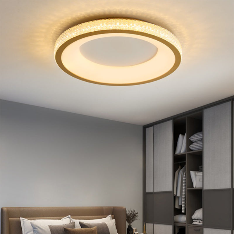 Metal Round Shape Flush Mount Ceiling Light Modern 1-Light Flush Mount Ceiling Fixture