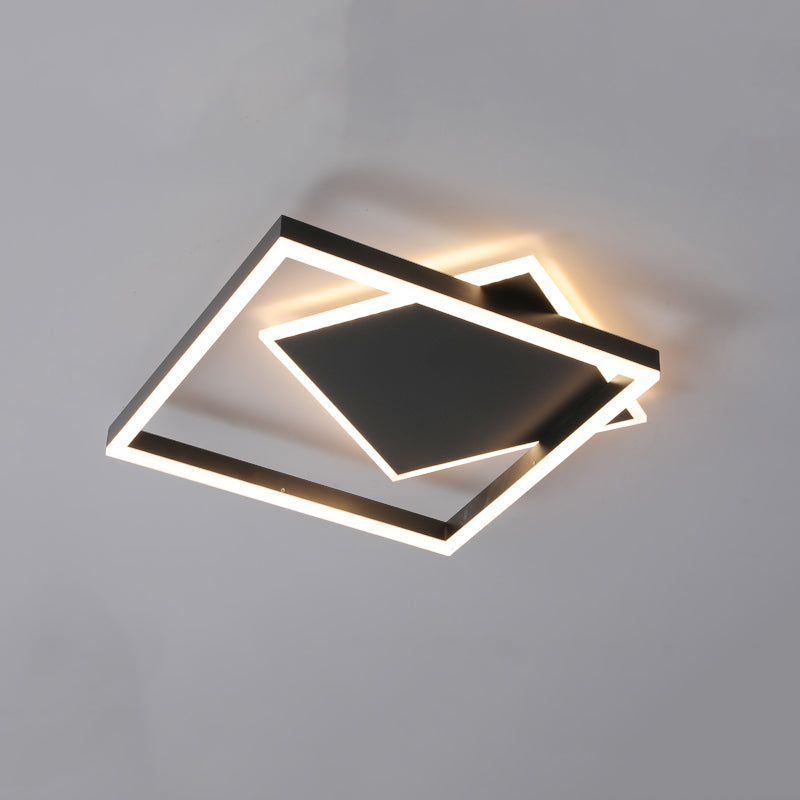 Modern Style Squared Shape Ceiling Fixtures Metal 2 Light Ceiling Mounted Lights