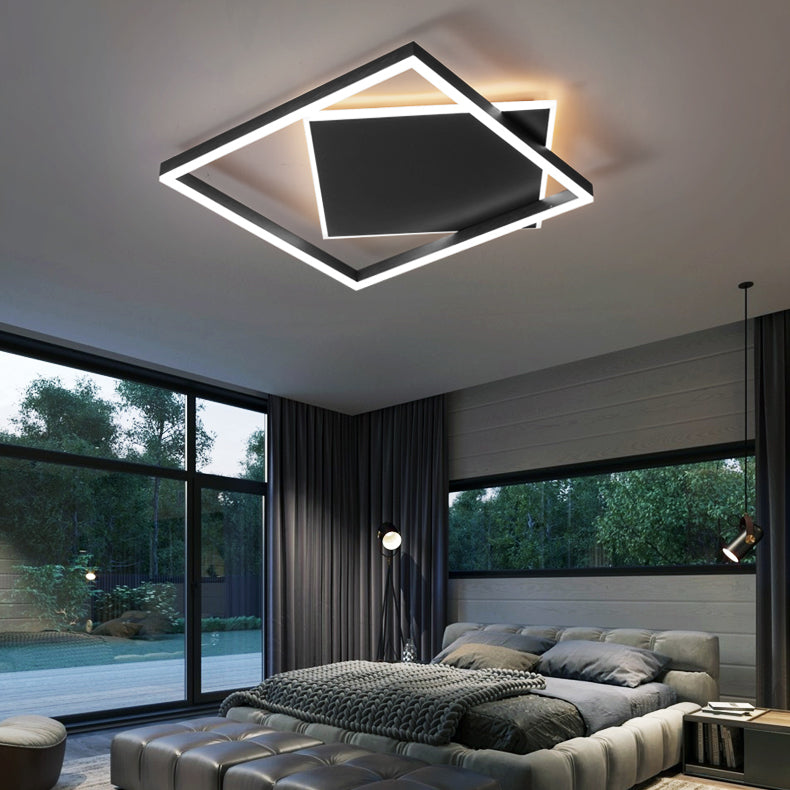 Modern Style Squared Shape Ceiling Fixtures Metal 2 Light Ceiling Mounted Lights