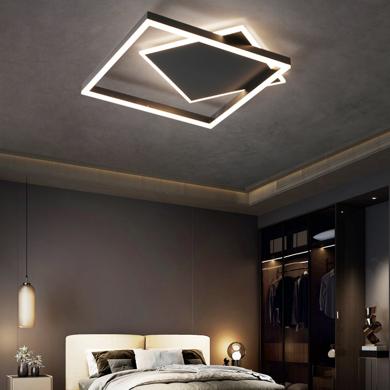 Modern Style Squared Shape Ceiling Fixtures Metal 2 Light Ceiling Mounted Lights