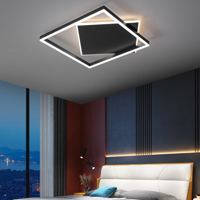 Modern Style Squared Shape Ceiling Fixtures Metal 2 Light Ceiling Mounted Lights