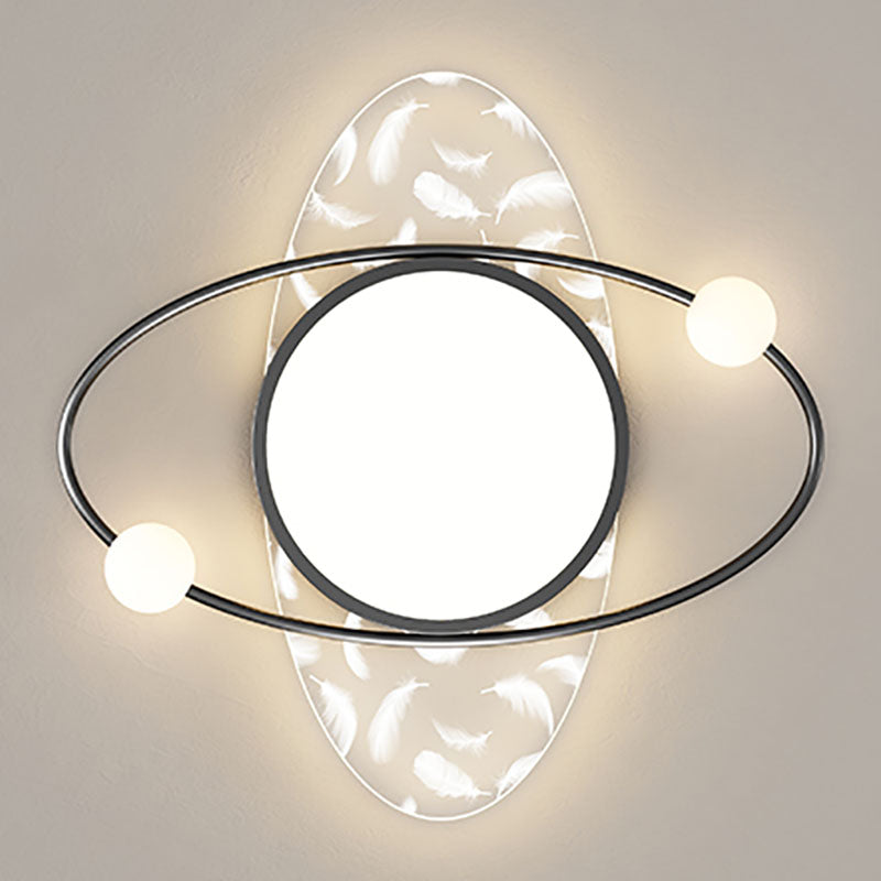 Oval Metal Flush Ceiling Light Fixture Modern Style LED Flush Mount Lamp