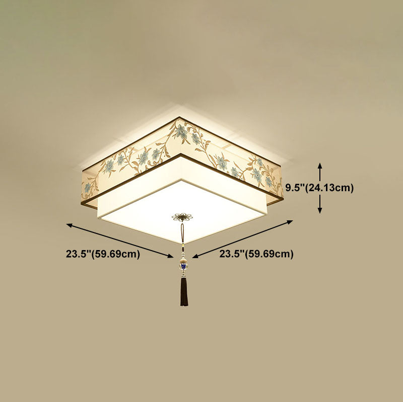 Fabric de tissu Flush Mount plafonnier lampe à chasse d'éclairage contemporain