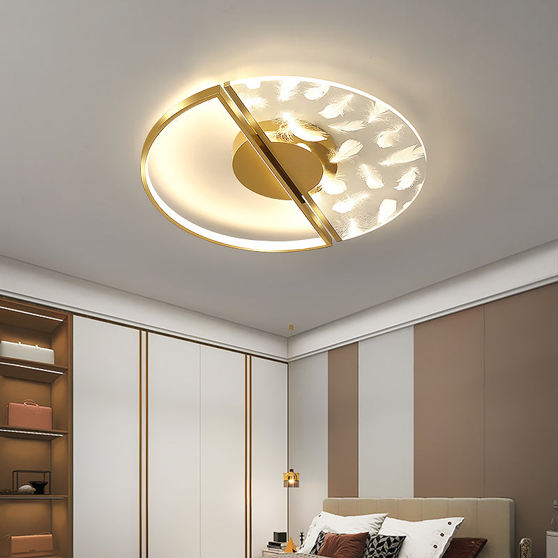 Modern veren plafond licht metaal ronde spoelmontage licht voor woonkamer