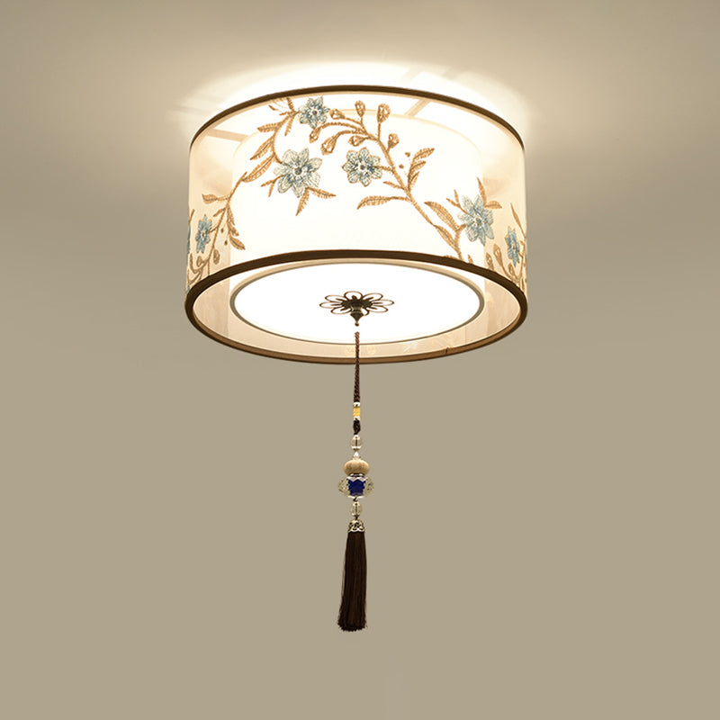 Modern Flush Mount Ceiling Light Minimalist Ceiling Lamp with Fabric Shade